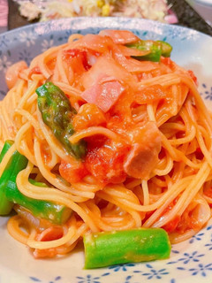 アスパラとベーコンのトマトクリームパスタ-レシピのメイン写真