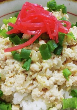 鶏ひき肉と豆腐のかんたん丼-レシピのメイン写真