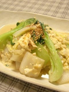 白菜とチンゲン菜のつゆだく卵とじ-レシピのメイン写真