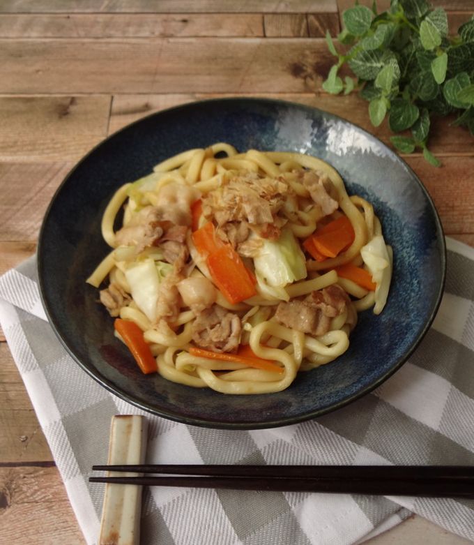 さっぱり梅しょう油の焼きうどん-レシピのメイン写真