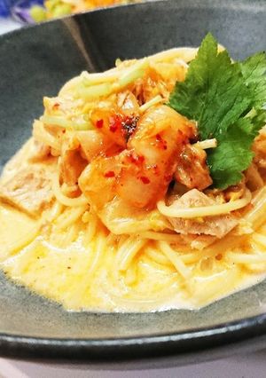 キムチクリームパスタ-レシピのメイン写真