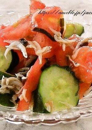 トマトとキュウリとしらすの塩昆布和え-レシピのメイン写真
