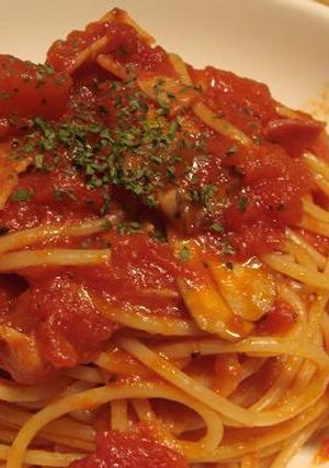ベーコンと舞茸のトマトパスタ-レシピのメイン写真