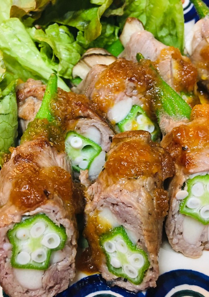おろしのたれ＊オクラとエリンギの牛肉巻き-レシピのメイン写真
