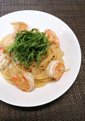 海老と大葉✤梅昆布茶で和風パスタ-レシピのメイン写真