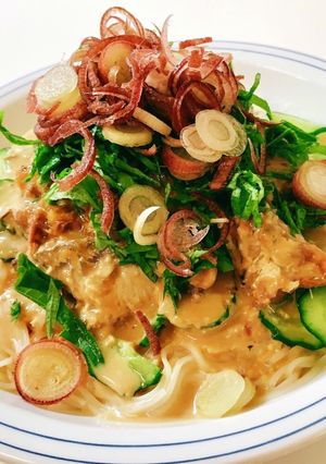 いわし味噌煮缶で☆冷や汁風そうめん-レシピのメイン写真