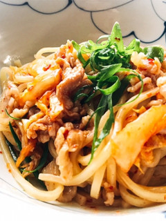 レンジで簡単☆豚キムチ和え麺-レシピのメイン写真