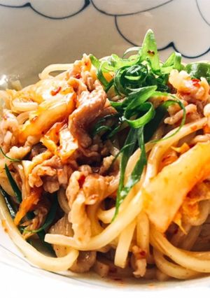 レンジで簡単☆豚キムチ和え麺-レシピのメイン写真