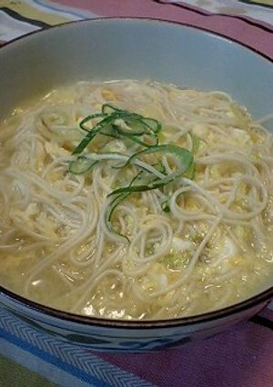 ネギと卵の直煮込みそうめん-レシピのメイン写真