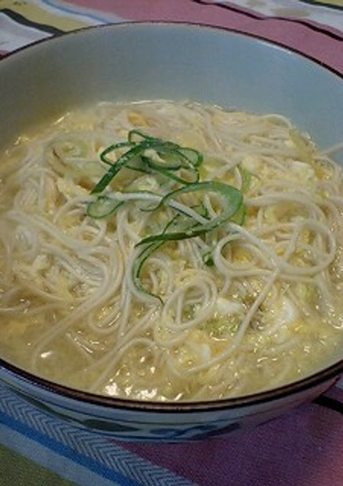 ネギと卵の直煮込みそうめん-レシピのメイン写真