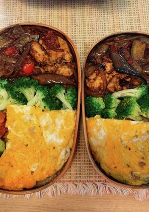 曲げわっぱ弁当おかず２「鳥ナスカレー」-レシピのメイン写真