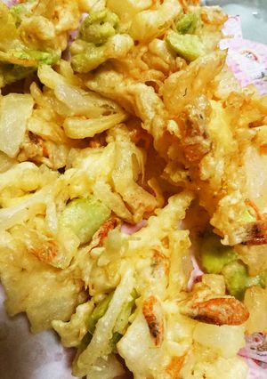 空豆と干しエビ、玉葱のかき揚げ-レシピのメイン写真