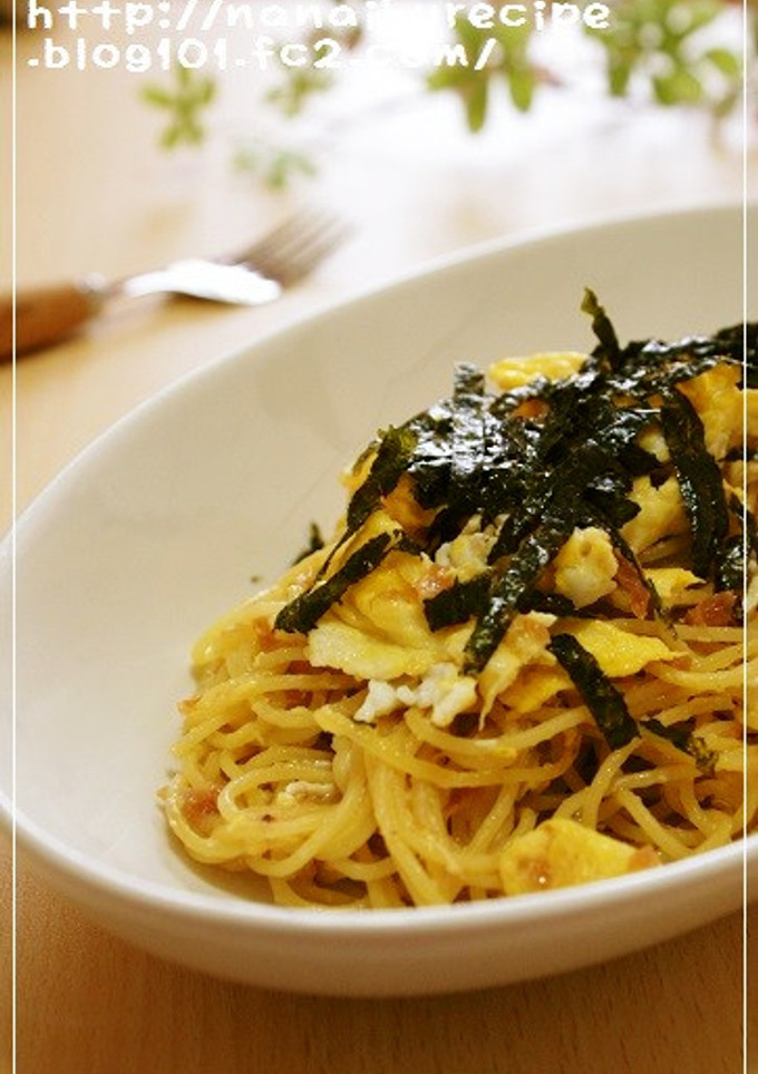 麺つゆ梅マヨパスタ-レシピのメイン写真