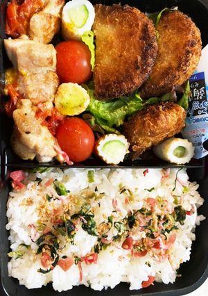 プチトマトチキン煮と揚げ物達　高校生男子-レシピのメイン写真