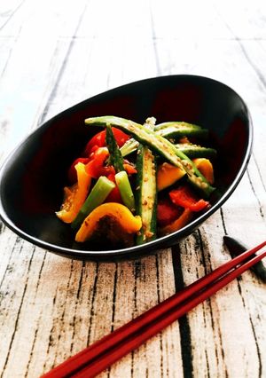 レンジで簡単！『夏野菜の胡麻味噌和え』-レシピのメイン写真