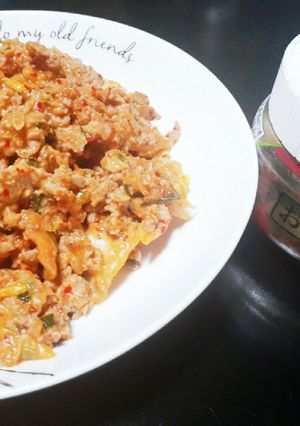 餃子の餡リメイク✩挽肉キムチ炒め-レシピのメイン写真