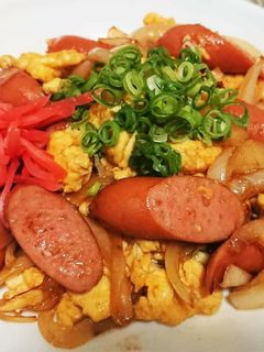 超簡単!玉子とウインナーのオイスター炒め-レシピのメイン写真