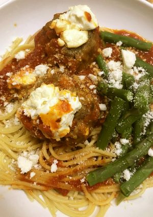ゴートチーズミートボールパスタ-レシピのメイン写真