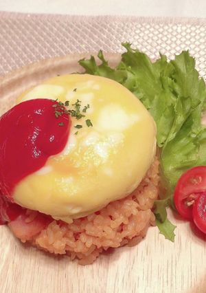 レンジで簡単 まんまるオムライスの卵 ♡-レシピのメイン写真