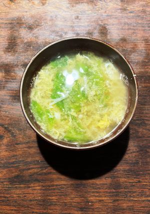 レタス＆榎のかき玉味噌汁-レシピのメイン写真