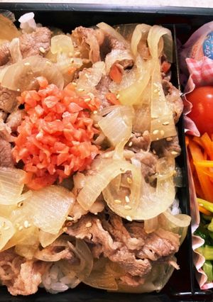 牛丼とナムル高校生男子弁当蒟蒻ゼリー付-レシピのメイン写真