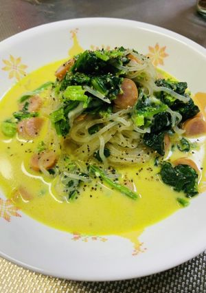 ほうれん草のクリームしらたきパスタ-レシピのメイン写真