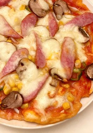 発酵なし！マッシュルームとコーンのピザ-レシピのメイン写真