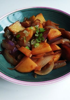 なすとじゃがいもの甘酢炒め～柑橘風味～-レシピのメイン写真
