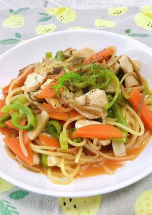 あっさり♫ムネ肉ときのこのナポリタン風-レシピのメイン写真