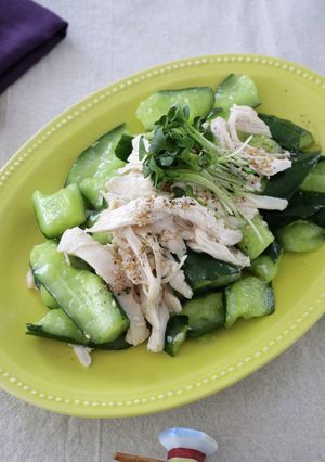 蒸し鶏とたたききゅうりの塩レモン-レシピのメイン写真