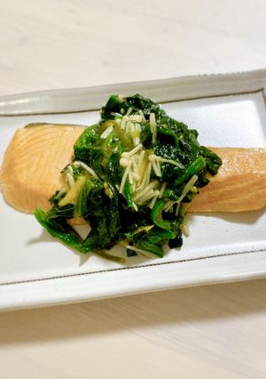 鮭のほうれん草柚子あんかけ-レシピのメイン写真