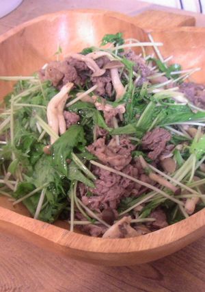 ☆.｡ﾟ♪水菜と牛肉の超簡単サラダ☆.｡-レシピのメイン写真