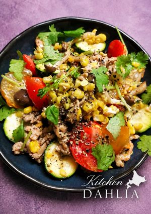 ひき肉とズッキーニのマヨ炒め【夏野菜の報告会🍅】-レシピのメイン写真