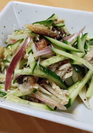 焼き鯖とみょうがときゅうりの味ぽん和え-レシピのメイン写真