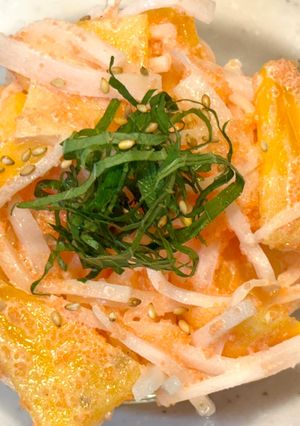 簡単時短副菜☆ 柿サラダ♪大根とたらこのマヨ和え-レシピのメイン写真