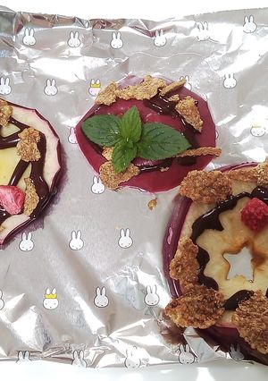 輪切り焼きりんごチョコソースがけ-レシピのメイン写真