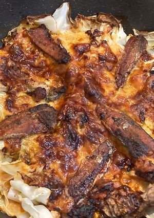 オーブン焼き　キャベツ&サンマ蒲焼き缶-レシピのメイン写真