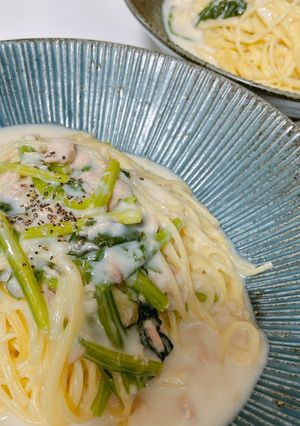 ほうれんそうとツナのクリームパスタ-レシピのメイン写真