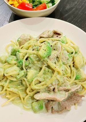アボガド豚肉チーズクリームパスタ-レシピのメイン写真