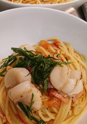帆立とベーコンのトマトパスタ-レシピのメイン写真