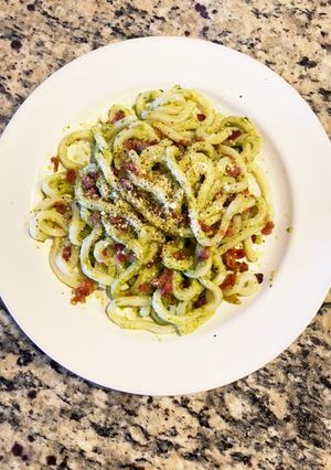 混ぜるだけ!3分で簡単バジルうどん-レシピのメイン写真