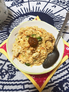 焼き鮭と根菜の納豆麹味噌味オートミール粥-レシピのメイン写真