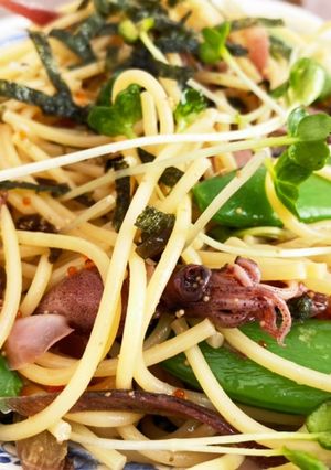 ホタルイカとスナップエンドウの和風パスタ-レシピのメイン写真