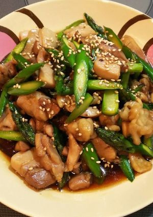 鶏もも肉とアスパラの照り焼き炒め-レシピのメイン写真