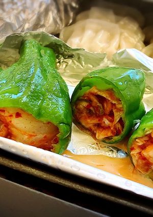 丸ごとピーマン のキムチーズ焼き-レシピのメイン写真