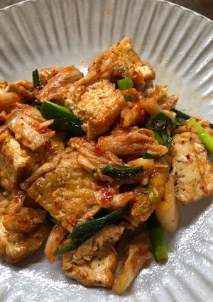 焼き厚揚げのキムチあえ-レシピのメイン写真