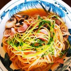 รูปของ アヒージョの残りオイルのパスタ