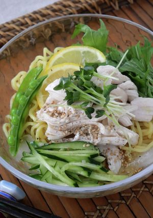 蒸し鶏と夏野菜のレモン冷やし中華-レシピのメイン写真