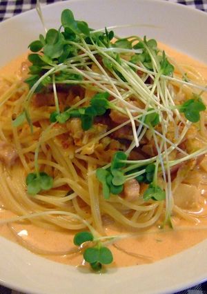 キムチベーコンクリームパスタ-レシピのメイン写真