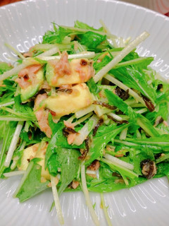 水菜塩昆布とアボカドシーチキンサラダ-レシピのメイン写真